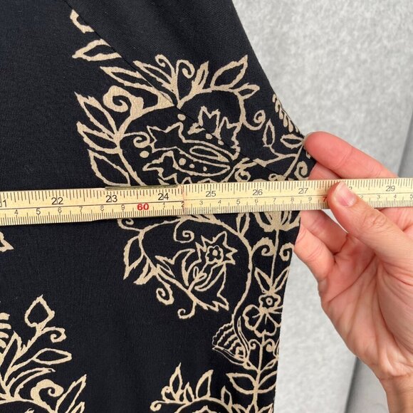 Lucky Brand Boho Tunic Top Blouse Size 3X Black Tan Paisley Print Stretch EUC - Picture 10 of 11